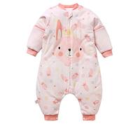 Chilsuessy Sac de Couchage d'Hiver pour Bébé Gigoteuses Douillette à Pieds Confortable Amovibles Cartoon Design Coton Pure, Lapin, M/taille bébé 85-95cm
