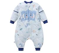Chilsuessy Sac de Couchage d'Hiver pour Bébé Gigoteuses Douillette à Pieds Confortable Amovibles Cartoon Design Coton Pure, Éléphant, M/taille bébé 85-95cm