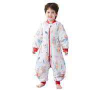 Chilsuessy Sac de Couchage d'hiver pour Bébé, Gigoteuses Douillette à Pieds, Grenouillère Manche Longue Amovible, Turbulette Primtemps Hiver Chaud, Château/2.5 Tog, XL/taille bébé 105-115cm