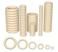 Chiluxendo 100 Pièces Anneau en Bois Cercle, Anneaux de Macramé Naturel Lisse, Anneau de Dentition Bois Non Traité, pour l’Artisanat, Le Bricolage, la Décoration, la Création de Bijoux, 6 tailles