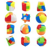 Chiluxendo 12 Pièces Jeux Casse Tete, 3D IQ Puzzle Mini Casse-tête, Jeu de Logique Puzzles, Jeu de Réflexion Patience Jigsaw Lock Cube, Intelligence Géométrie Logique Défi Jouet, pour Enfants et Adult