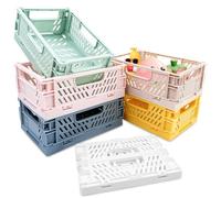 Chiluxendo 6 Pièces Boite Rangement Plastique, Caisses Pliable, Paniers Cagettes de Rangement, BoîTes Pliantes avec Poignée pour Cuisine, Salle de Bain, Placard, Étagère Douche, Jouet Bebe