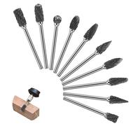Chiluxendo Fraise Metal pour Perceuse, 10 Pièces Jeu de Fraises Rotatives, Fraise Carbure avec 3mm Tige, Petite Fraise a Meuler, Fraise À Métaux en Acier au Tungstène, pour Gravure, Polissage et Perça