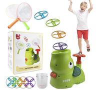 Chiluxendo Jeux Exterieur Enfant(Vert), Jouet Coordination ES Pieds, des Mains et des Yeux, Flying Disc Launcher, de Lancement de Soucoupe Volante à Pied, Cadeau pour Les Filles et Les Garçons