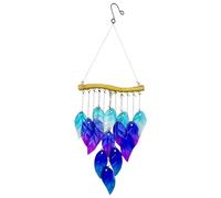 CHIMES DE VENT DE LA LEAT DE VERRE ENTÉRIEURE - CHIMES VERT VERT VÉRITÉ POUR L'EXTÉRIEUR | Décoration suspendue Ornement à vent en métal CHMIMS | Cloche à vent de patio | Ornement en V