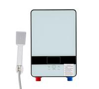 CHIMHOON Chauffe-eau électrique 6500 W - Chauffe-eau électrique pour douche - Avec LED - Douchette à main et protection d'arrêt automatique - Pour cuisine, toilettes, salle de bain (bleu)
