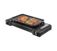 CHIMHOON Réchaud à gaz portable à 2 flammes - En aluminium - Avec plaque de cuisson pour pique-nique