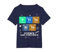 Chimie Petite Bite Science sans Conscience Sarcasme Elément T-Shirt, Femme Grandes Tailles, Bleu Marine, 3X