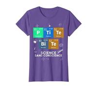 Chimie Petite Bite Science sans Conscience Sarcasme Elément T-Shirt, Femme, Violet Chiné, 3XL