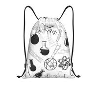 Chimie Print Titre : Sac de sport léger avec cordon de serrage - Sac de sport pliable résistant à l'eau avec bandoulière réglable, idéal pour le sport, le yoga, les voyages et l'école, Noir , M