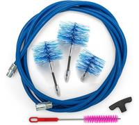 Chimney Sweeping Pellet Stove Kit,Cleaning Kit for Pellet Pans with Flexible Extension 3 Metres and 90° Elbow,2 Flexible Nylon Brushes 80 mm and 100 mm,1 Standard 120 mm (3 M)