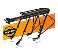 CHIMONA Porte-bagages pour VTT, porte-bagages de vélo, blocage rapide avec réflecteur, porte-bagages arrière réglable, double barre de support pour vélo, charge maximale 100 kg