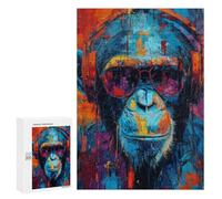 Chimp DJ Headphones Sunglasses Art Print Puzzle 1000 Pièces Educa Jouet en Bois Cadeau Unique Décoration Intérieure Jeu Éducatif Challenge Toy Adultes Et Enfants À Partir De 14 Ans 300 PCS