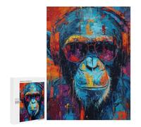 Chimp DJ Headphones Sunglasses Art Print Puzzle 1000 Pièces Educa Jouet en Bois Cadeau Unique Décoration Intérieure Jeu Éducatif Challenge Toy Adultes Et Enfants À Partir De 14 Ans 500 PCS