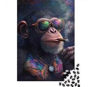 Chimp with Sunglasses Recycled Paper for Adults Cool Monkey with Sunglasses Educational Game Decompression 1000 Pieces 38x26cm 1000pcs