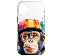 Chimpanzé Casquette Snapback Singe Drôle Animaux Imprimé Coque pour iPhone 16 Plus