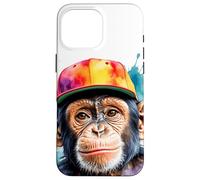 Chimpanzé Casquette Snapback Singe Drôle Animaux Imprimé Coque pour iPhone 16 Pro Max