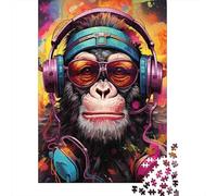 Chimpanzé DJ Funky Vibes 1000 Morceaux Papier Écologique Casse-tête Entraînement Cérébral Divertissement Weekend Domicile Facile Nettoyer Loisirs 38x26cm/1000pcs