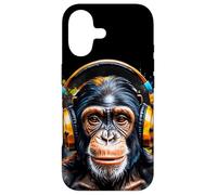 Chimpanzé Écouteurs Singe Drôles Animaux Motif Imprimé Coque pour iPhone 17
