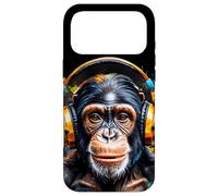 Chimpanzé Écouteurs Singe Drôles Animaux Motif Imprimé Coque pour iPhone 17 Pro Max