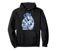 Chimpanzé Floral Vintage avec Fleurs Delft Art Chinoiserie Sweat à Capuche
