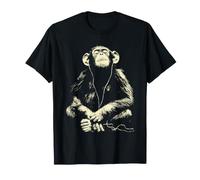 Chimpanzé paisible écoutant de la Musique chimpanzé Cool avec écouteurs T-Shirt