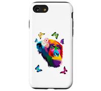 Chimpanzé Singe coloré Chimpanzé Fleur Papillons Coque pour iPhone SE (2020) / 7/8