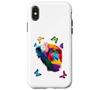 Chimpanzé Singe coloré Chimpanzé Fleur Papillons Coque pour iPhone X/XS