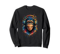 Chimpanzé souriant Dripping Art Musique Tenue Singe Sweatshirt
