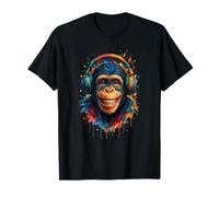 Chimpanzé souriant Dripping Art Musique Tenue Singe T-Shirt