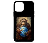 Chimpanzé Tenant la Terre Planète Monde Primate Singe Coque pour iPhone 12 Mini