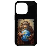 Chimpanzé Tenant la Terre Planète Monde Primate Singe Coque pour iPhone 13 Pro