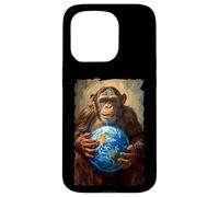 Chimpanzé Tenant la Terre Planète Monde Primate Singe Coque pour iPhone 15 Pro