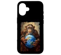 Chimpanzé Tenant la Terre Planète Monde Primate Singe Coque pour iPhone 16