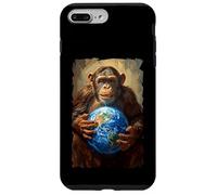 Chimpanzé Tenant la Terre Planète Monde Primate Singe Coque pour iPhone 7 Plus/8 Plus