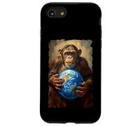 Chimpanzé Tenant la Terre Planète Monde Primate Singe Coque pour iPhone SE (2020) / 7/8