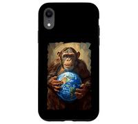 Chimpanzé Tenant la Terre Planète Monde Primate Singe Coque pour iPhone XR