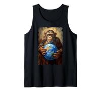 Chimpanzé Tenant la Terre Planète Monde Primate Singe Débardeur