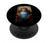 Chimpanzé Tenant la Terre Planète Monde Primate Singe PopSockets PopGrip Adhésif