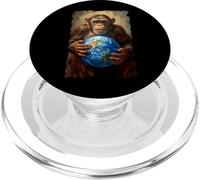 Chimpanzé Tenant la Terre Planète Monde Primate Singe PopSockets PopGrip pour MagSafe