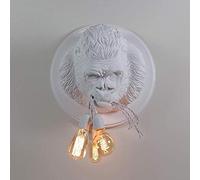 Chimpanzé Wall Light Fixture Loft King Kong Chambre Lampe Sconce Créativité Tête d'un animal mur Lampe salle à manger Lampe Salon mur d'éclairage Ø41.5cm E27 Color : Blanc)