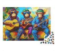 Chimpanzee Band Music Colourful Monkeys Playing Guitar 1000 Pieces Jigsaws Adults and Children Fun Activity for Rainy Days 70x50cm/1000pcs