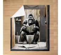 Chimpanzee Couverture en flanelle pour enfants - Couverture de lit magique - Journal magique - Animal sauvage amusant - Décoration moderne de canapé - Couverture pelucheuse noire et grise, grand lit