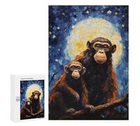 Chimpanzee Family Moonlight Puzzle 1000 Pièces Educa Jouet en Bois Cadeau Unique Décoration Intérieure Jeu Éducatif Challenge Toy Adultes Et Enfants À Partir De 14 Ans 300 PCS
