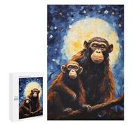 Chimpanzee Family Moonlight Puzzle 1000 Pièces Educa Jouet en Bois Cadeau Unique Décoration Intérieure Jeu Éducatif Challenge Toy Adultes Et Enfants À Partir De 14 Ans 1000 PCS