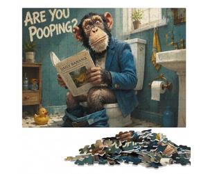 Chimpanzee in a Suit Asking a Question Puzzle en Bois, 500 pièces | Un loisir manuel à la maison - une organisation plus simple des pièces seul ou à plusieurs.