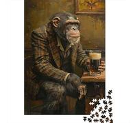 Chimpanzee in Pub 1000 Piece for Women & Men Dapper Monkey in Suit Fun and Challenging Family Game Gift Idea 38x26cm 1000pcs