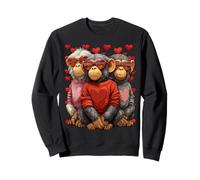 Chimpanzés Mignons avec des Lunettes de Soleil en Forme de cœur pour la Saint-Valentin Sweatshirt