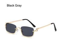 Chimsmall-Lunettes De Soleil Carrées Pour Femmes,Demi-Monture En Métal,Nuances Vintage,Lunettes Saint,Lunettes De Conducteur,Lunettes Interdites,Uv400 - Type Black Gray
