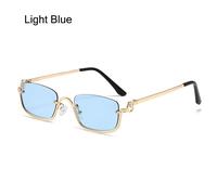 Chimsmall-Lunettes De Soleil Carrées Pour Femmes,Demi-Monture En Métal,Nuances Vintage,Lunettes Saint,Lunettes De Conducteur,Lunettes Interdites,Uv400 - Type Light Blue